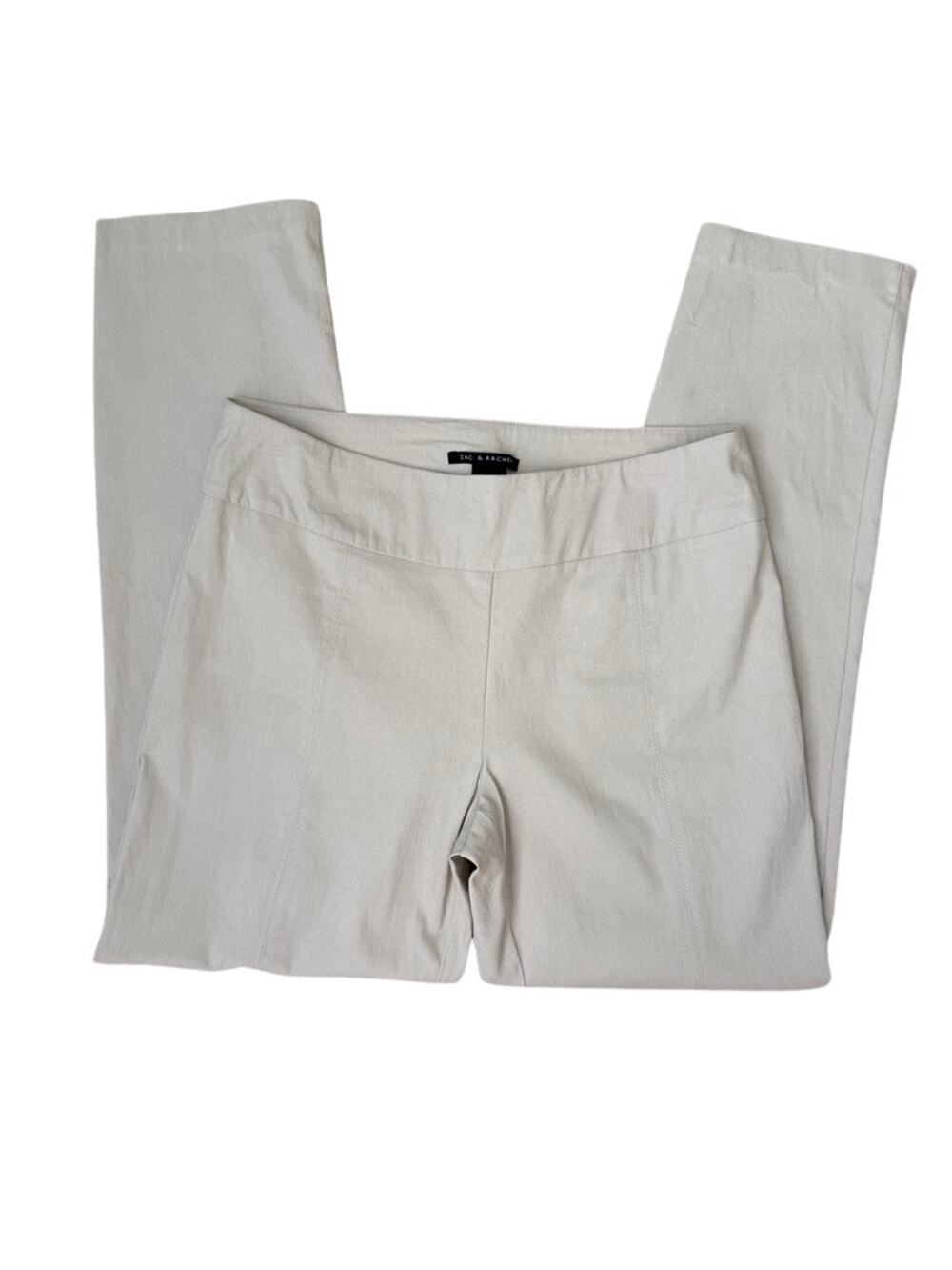 Zac & Rachel Beige Dress Pants Pull On Stretch Straight Leg Women's Size 12 Work